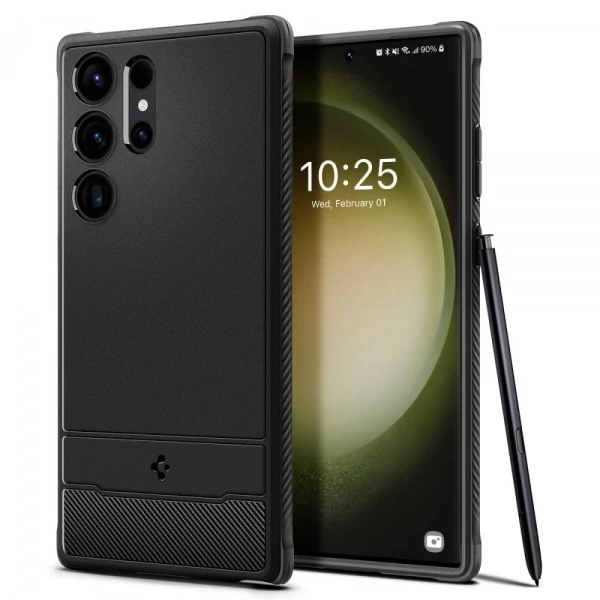 Чехол Spigen Rugged Armor Galaxy S23 Ultra Matte Black Черный Case