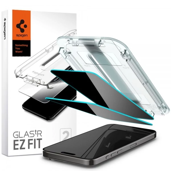 Закаленное стекло Spigen Glas.tr EZ FIT 2-pack iPhone 15 Pro Max Privacy