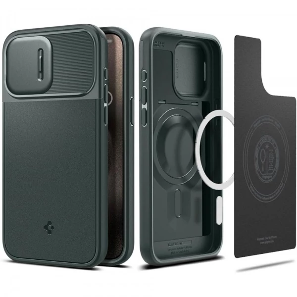 Чехол Spigen Optik Armor Mag Magsafe iPhone 15 Pro Abyss Green Case