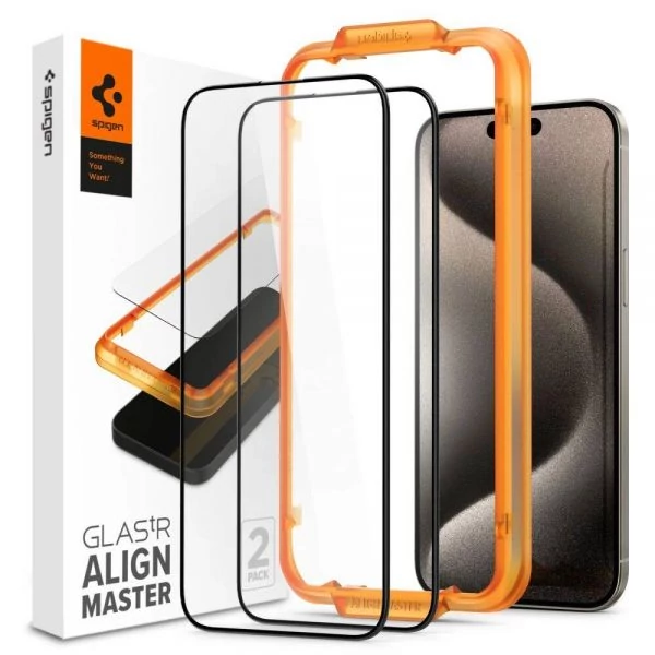 Закаленное стекло Spigen Alm Glass Fc 2-pack IPhone 15 Pro Max Black