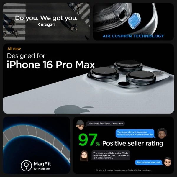 Чехол SPIGEN ENZO ARAMID MAG MAGSAFE IPHONE 16 PRO MAX BLACK/SILVER