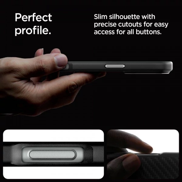 Чехол SPIGEN ENZO ARAMID MAG MAGSAFE IPHONE 16 PRO MAX BLACK/SILVER