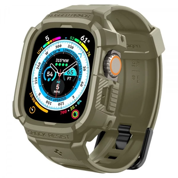 Браслет с Чехол Spigen Rugged Armor Pro Apple Watch Ultra 49 мм Khaki