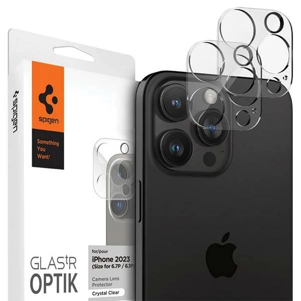 Защитная пленка для камеры Spigen Optik.Tr Camera Protector 2-Pack IPhone 14 Pro/Pro Max/15 Pro/15 Pro Max/16 Pro/16 Pro Max Crystal Clear AGL05761