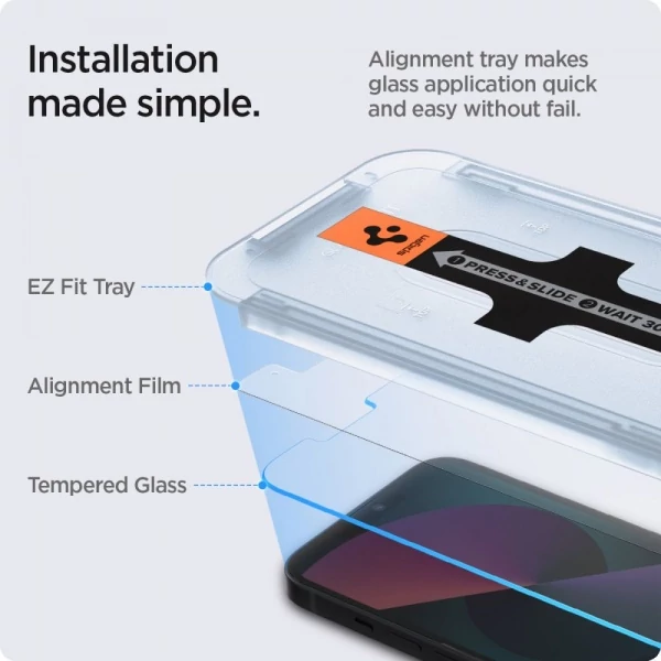 Закаленное стекло SPIGEN iPhone 16E / 14 / 13 Pro / 13 Glas.Tr  EZ FIT 2-Pack