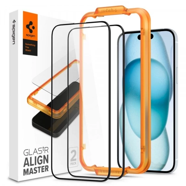 Закаленное стекло Spigen Alm Glass Fc 2-pack iPhone 15 Black