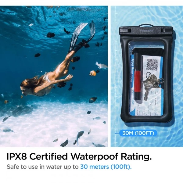 Чехол Spigen Velo A610 UNIVERSAL WATERPROOF FLOAT CASE Black AMP04529