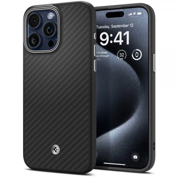 Чехол Spigen Enzo Aramid Mag Magsafe iPhone 15 Pro Matte Black Case