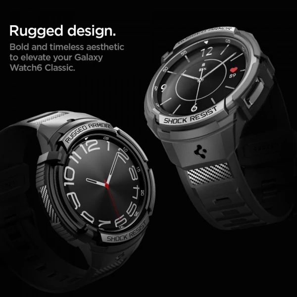Браслет Spigen Rugged Armor Pro Galaxy Watch 6 Classic (47 мм) Matte Black Case