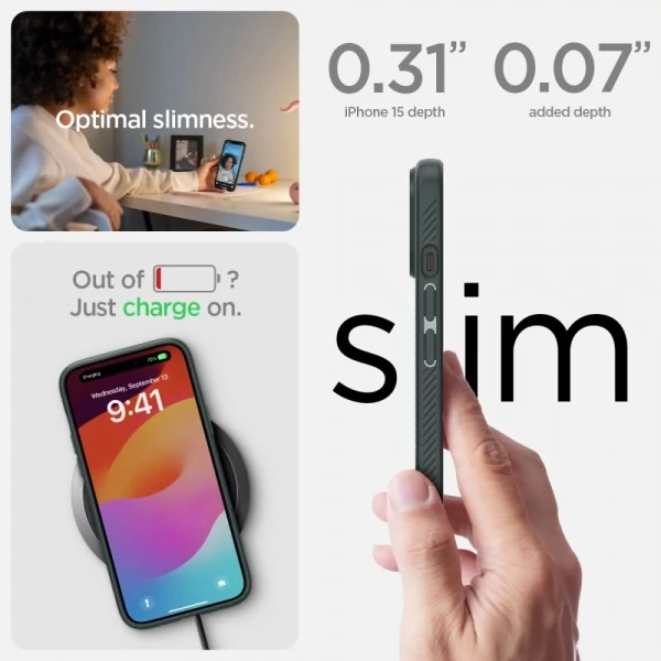 Чехол Spigen Liquid Air iPhone 15 Abyss Green Case
