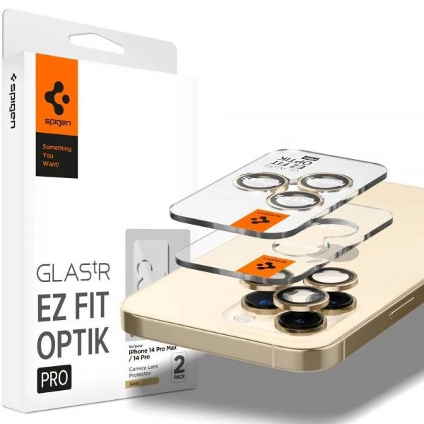 Защитная пленка для камеры Spigen Optik.tr EZ FIT Camera Protector 2-pack IPhone 14 Pro/14 Pro Max Gold