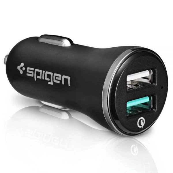 Зарядное устройство SPIGEN F27qc Qc3.0 2-port Car Charger Black Черный