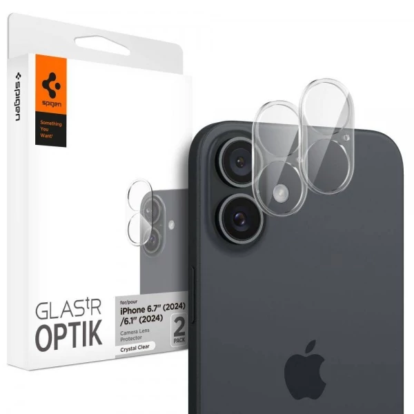 Защитная пленка для камеры Spigen Optik Glas.Tr Camera Protector 2-Pack IPhone 16/16 Plus Crystal Clear AGL07923