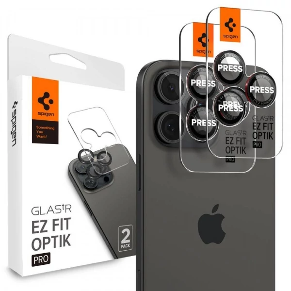 Защитная пленка для камеры SPIGEN OPTIK PRO L-SERIES GLAS.TR EZ FIT CAMERA PROTECTOR 2-PACK IPHONE 14 PRO / 14 PRO MAX / 15 PRO / PRO MAX / 16 PRO / 16 PRO MAX BLACK