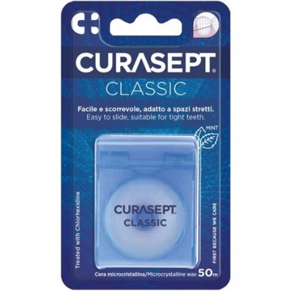 Зубная нить CURASEPT CLASSIC вощеная с мятным ароматом 50 м ЕС