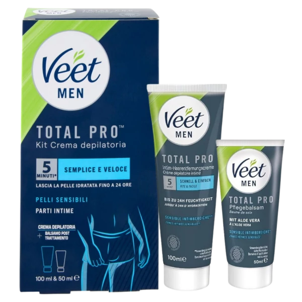 Набор для депиляции Veet Men: крем 100 мл и бальзам 50 мл для чувствительной кожи ЕС
