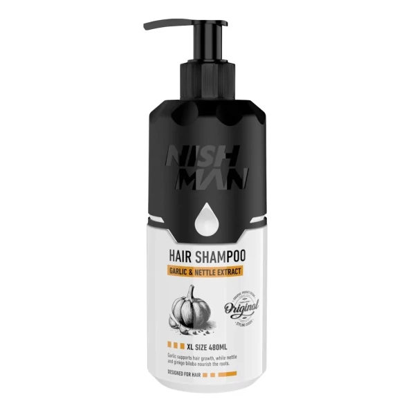 Шампунь для волос Nishman Garlic &amp; Nettle Shampoo с экстрактом чеснока и крапивы 480 мл ЕС