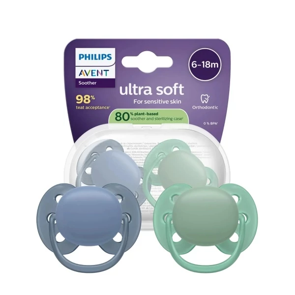 Пустышка Philips Avent Ultra Soft от 6 до 18 месяцев SCF091/42 2 шт ЕС