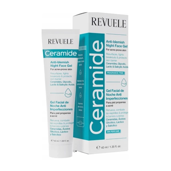 Ночной гель для лица Revuele Ceramide с керамидами против несовершенств кожи 40 мл ЕС