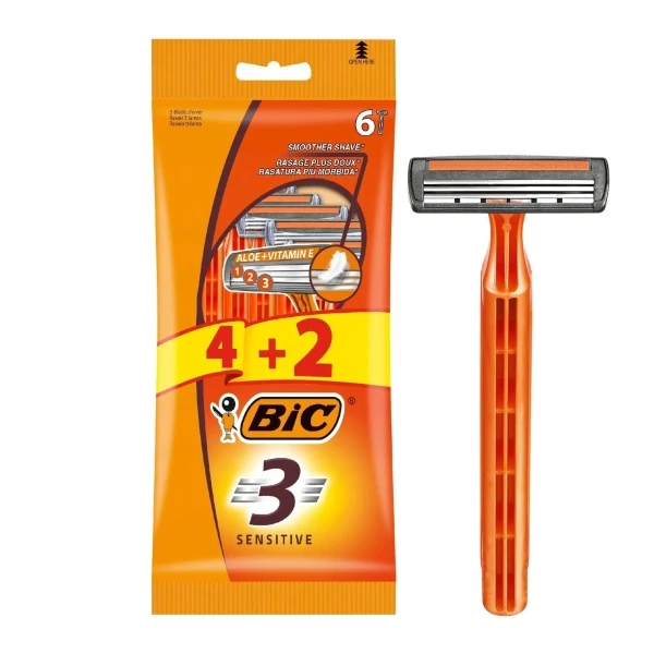 Бритва BIC 3 Sensitive Aloe Vitamin E 6 шт ЕС