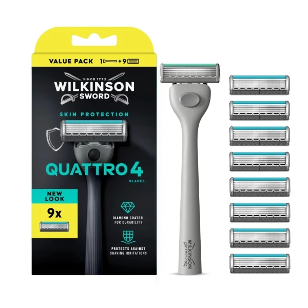 Бритва Wilkinson Sword Quattro 4 Skin Protection + 9 сменных кассет ЕС