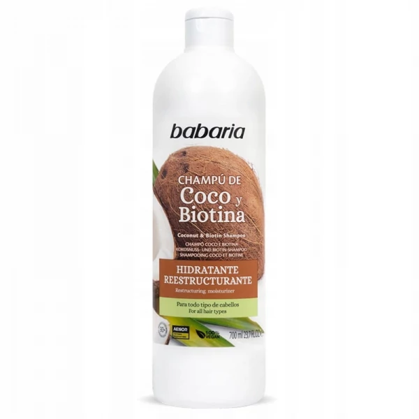 Шампунь Babaria Coconut Shampoo With Keratin And Biotin для восстановления волос 700 мл ЕС