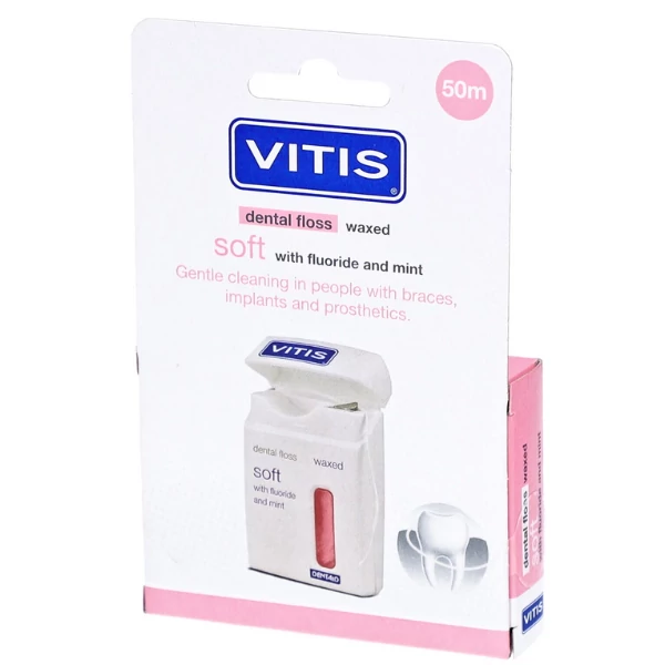 Зубная нить Vitis Soft вощеная с фтором 50 м ЕС