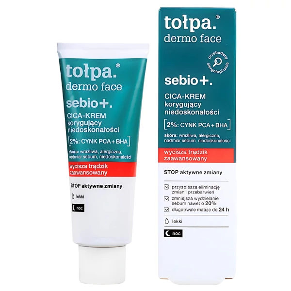 Ночной крем для лица Tołpa Sebio+ CICA-KREM для коррекции несовершенств кожи 40 мл ЕС