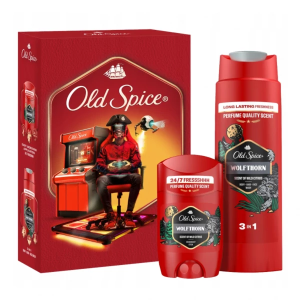 Подарочный набор Old Spice Wolfthorn гель и шампунь 3 в 1 250 мл + дезодорант 50 мл для мужчин ЕС