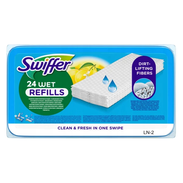 Влажные салфетки для пола Swiffer Wet Reffils 24 шт для швабры ЕС