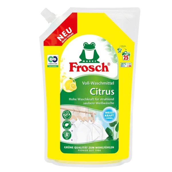 Гель для стирки белья Frosch Uniwersal Citrus 25 циклов стирки 1500 мл ЕС