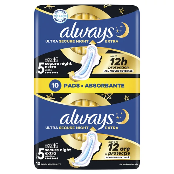 Прокладки Always Ultra Secure Night Extra 5 10 шт ЕС