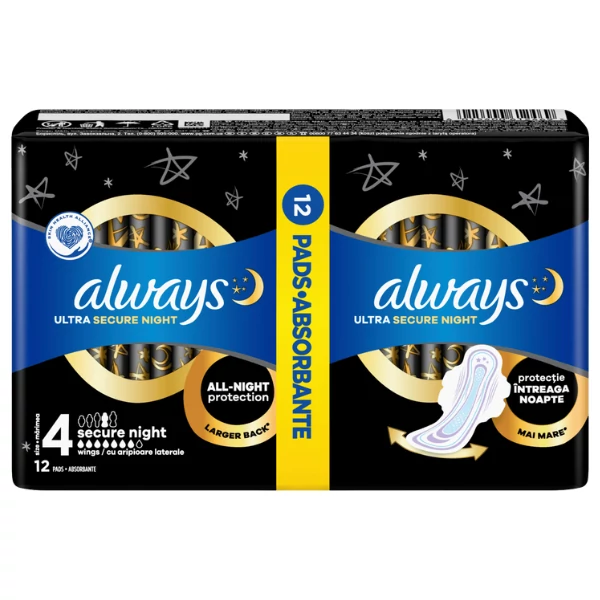 Прокладки Always Ultra Secure Night 4 12 шт ЕС