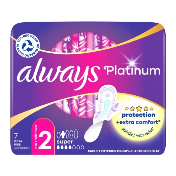 Гигиенические прокладки с крылышками Always Platinum Super, размер 2 7 шт ЕС