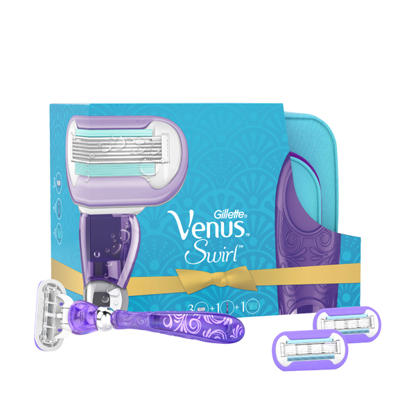 Gillette подарочный набор "Venus Swirl" Станок, 3 картриджа, косметичка